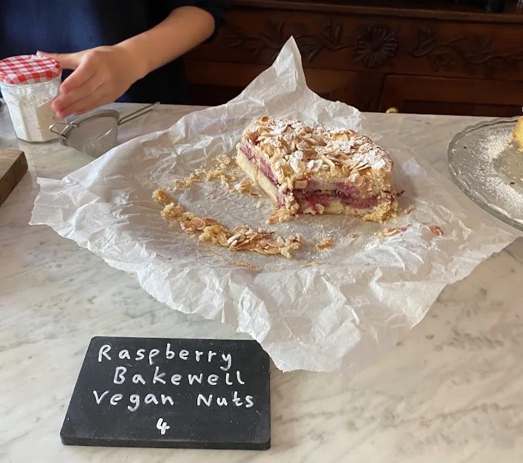 Raspberry Bakewell cake on the Wardrobe counter