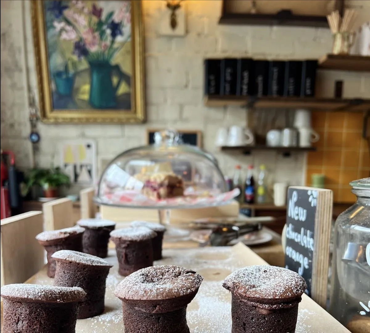 Chocolate bouchons in front of the Wardrobe cake counter