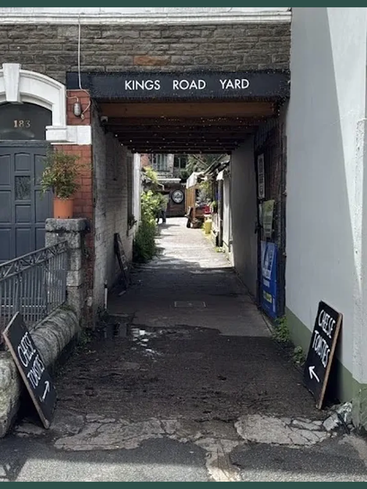 Entrance to Kings Road Yard, sign in full